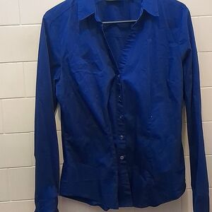 Navy blue collared long sleeve shirt